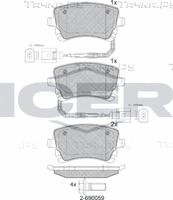 Тормозные колодки Icer задние для Volkswagen Phaeton I 2002-2016. Артикул 181674