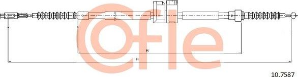Трос ручника (тросик ручного тормоза) Cofle. Артикул 92.10.7587