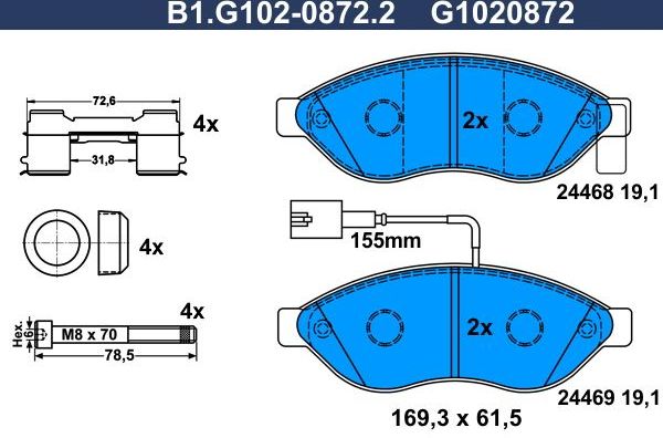 Тормозные колодки Galfer. Артикул B1.G102-0872.2