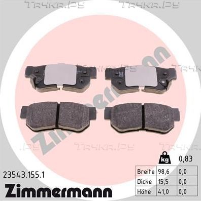 Тормозные колодки Zimmermann задние для Hyundai Matrix I 2001-2010. Артикул 23543.155.1