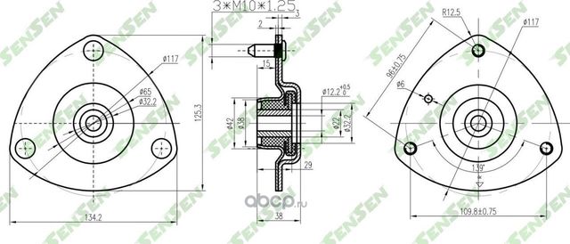 ОПОРА ВЕРХНЯЯ ПЕРЕДНЕГО АМОРТИЗАТОРА HONDA CIVIC/ CR-V (2003-) (Sensen). Артикул M61194