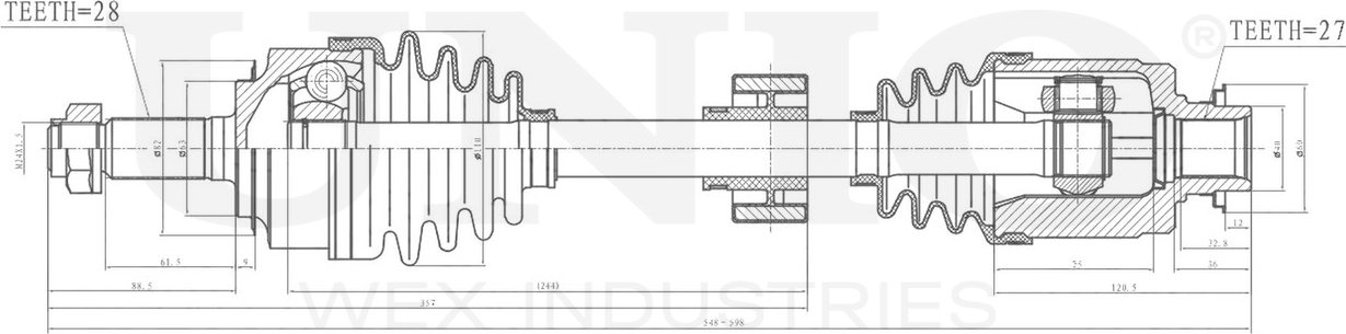 Вал приводной (Unio). Артикул CVJ-10042