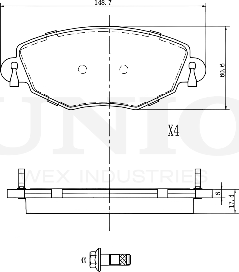 Колодки тормозные дисковые, комплект (Unio). Артикул BRP-20218
