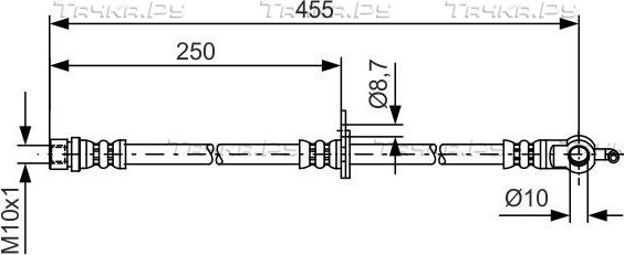 Тормозной шланг Bosch передний правый для Toyota Highlander I (U20) 2003-2007. Артикул 1 987 481 389