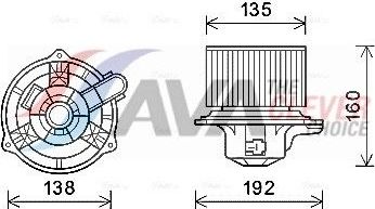 Вентилятор, мотор печки (отопителя) салона AVA. Артикул HY8553