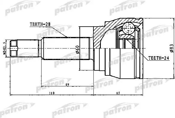 Шрус наружный (граната) Patron. Артикул PCV1754