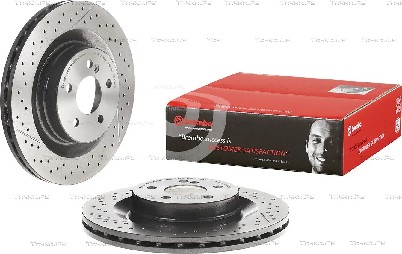 Тормозной диск Brembo PRIME LINE - UV Coated задний для Mercedes-Benz C-Класс III (W204, C204) 2008-2015. Артикул 09.A326.11