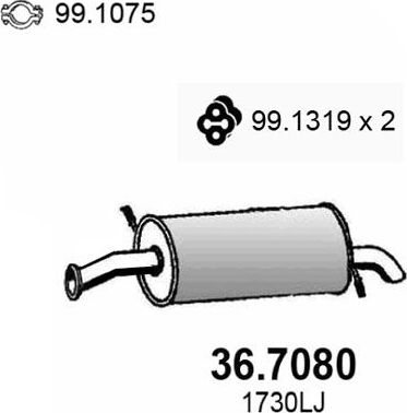 Глушитель Asso для Peugeot 407 2004-2011. Артикул 36.7080