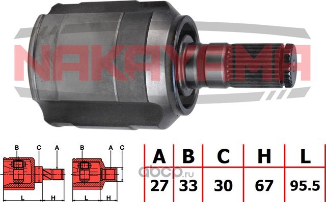 ШРУС внутр. правый комплект (Nakayama). Артикул NJ7865NY