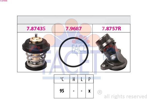 Термостат Facet Made in Italy - OE Equivalent. Артикул 7.8799K
