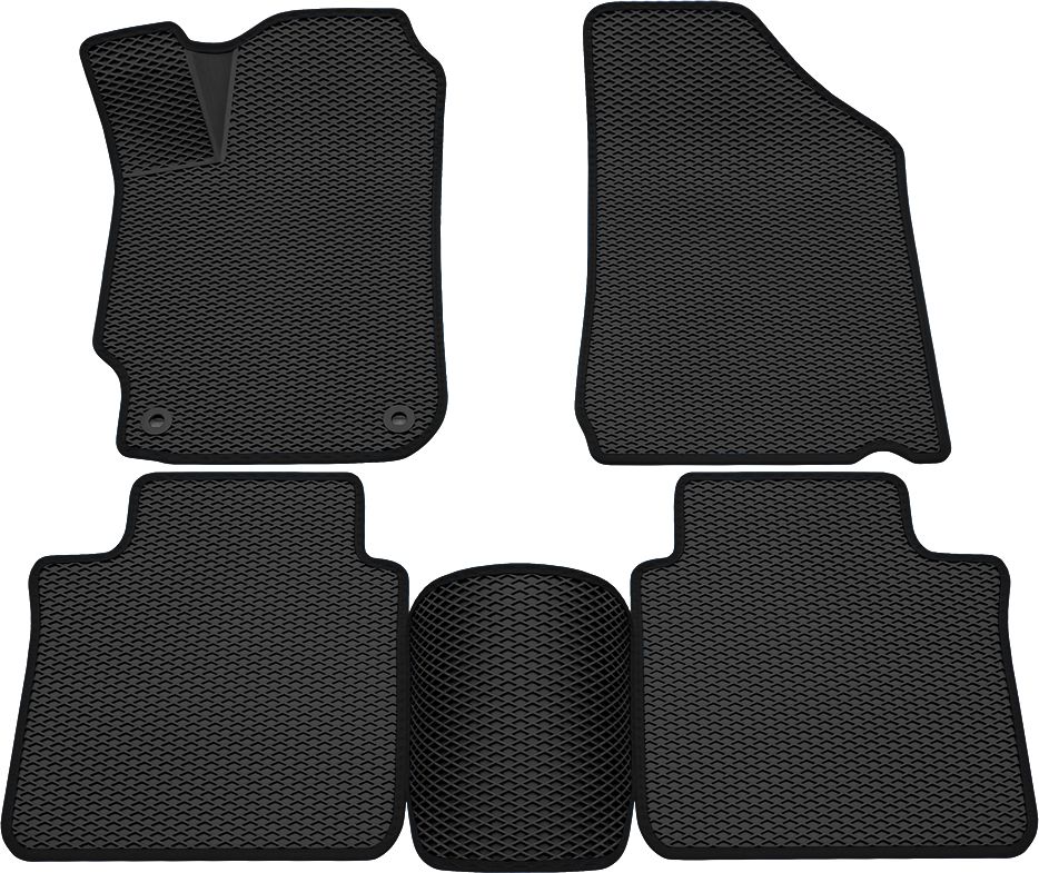 Коврики Rezkon 3D EVA ромб резиновые для салона Toyota Camry 50, 55 (V50, V55, XV50, XV55) рестайлинг 2014-2017 Черный кант. Артикул 9234010201