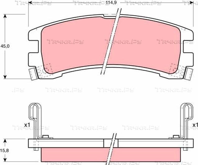 Тормозные колодки TRW задние для Nissan Terrano I 1986-1996. Артикул GDB1018