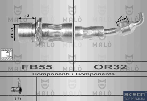 Тормозной шланг Malò передний правый для Toyota Picnic I 1996-2001. Артикул 80127
