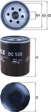 Масляный фильтр Mahle-Knecht. Артикул OC 535