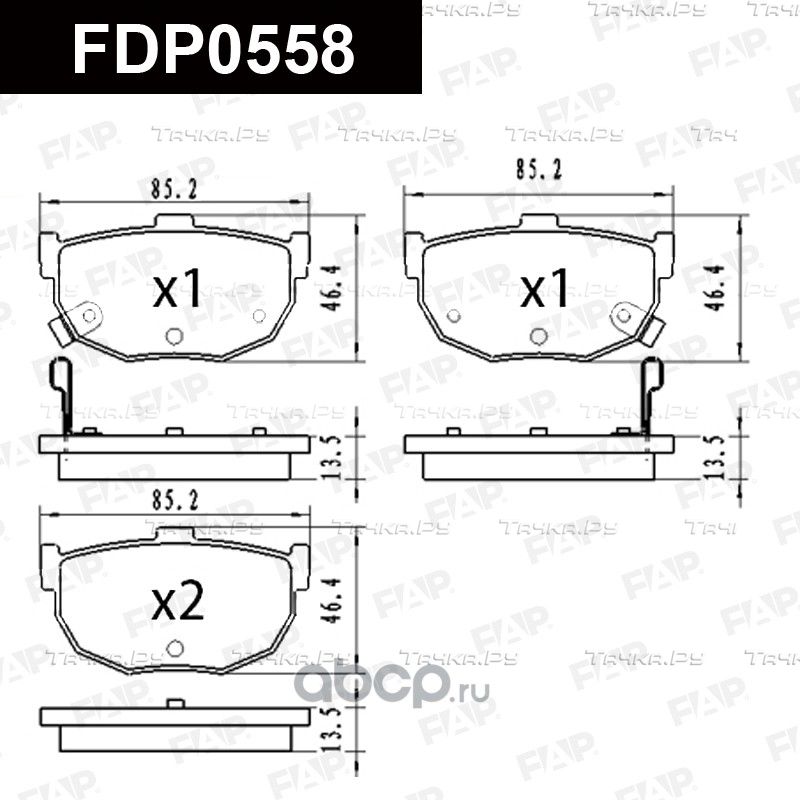 FDP0558 КОЛОДКИ ТОРМОЗНЫЕ ДИСКОВЫЕ (КОМПЛЕКТ) (FAP). Артикул FDP0558