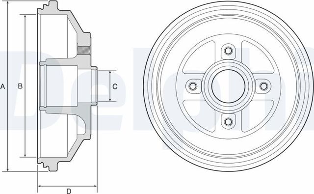 Тормозной барабан Delphi задний для Suzuki Splash I 2008-2015. Артикул BF571
