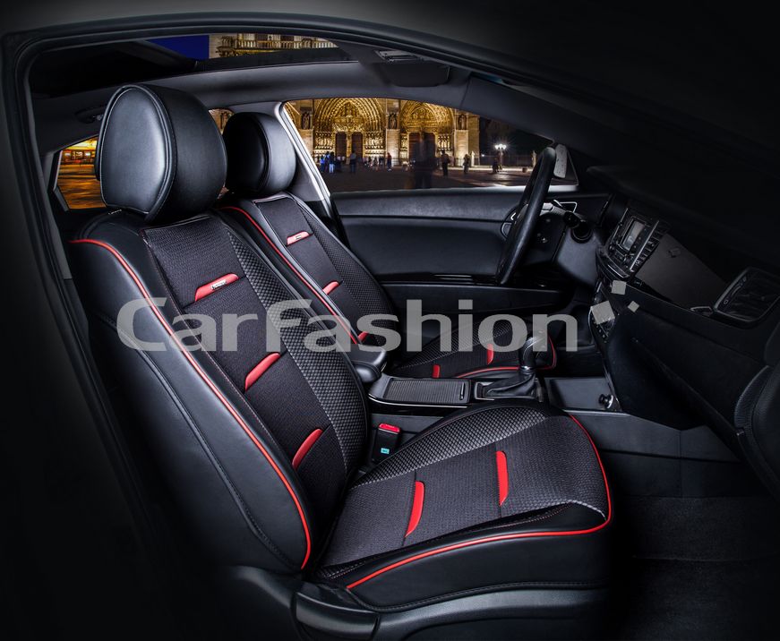 Накидки универсальные CarFashion Business на передние сидения авто, цвет Черный/Черный/Красный. Артикул 21445
