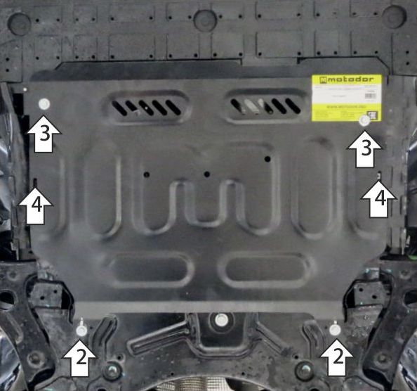 Защита Мотодор усиленная для картера и КПП Geely Emgrand 2022-2026. Артикул 74204