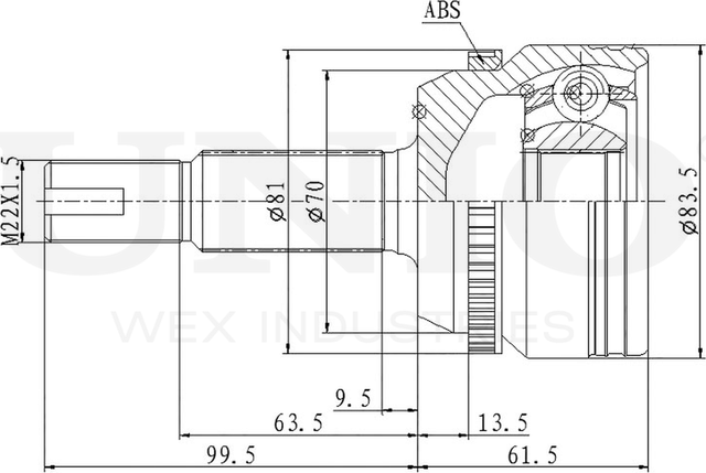 ШРУС наружный (Unio). Артикул CVJ-20037