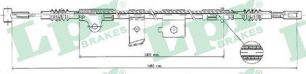 Трос ручника (тросик ручного тормоза) LPR задний правый для Nissan Primera P10 1990-1996. Артикул C0496B