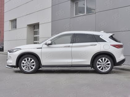 Защита порогов RusStal труба 120х60 овал с проступью для Infiniti QX50 II 2018-2026. Артикул IQX5O-003080