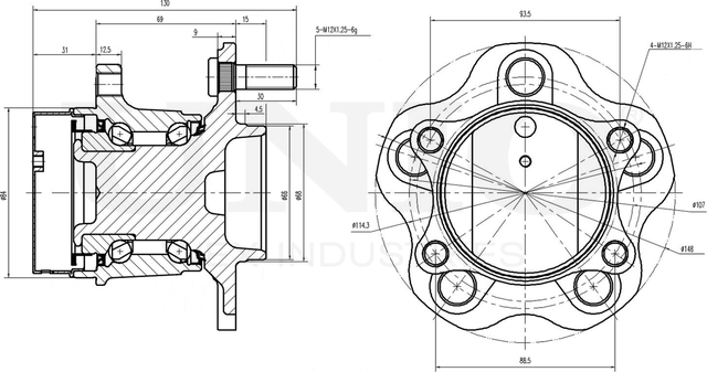 Ступица колеса с интегрированным подшипником (Unio). Артикул HUB-20042