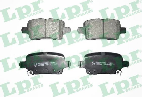 Тормозные колодки LPR задние для Chevrolet Volt I 2016-2015. Артикул 05P2047