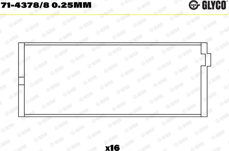 Вкладыши шатунные Glyco для Land Rover Range Rover I 1989-1994. Артикул 71-4378/8 0.25mm
