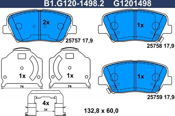Тормозные колодки Galfer. Артикул B1.G120-1498.2