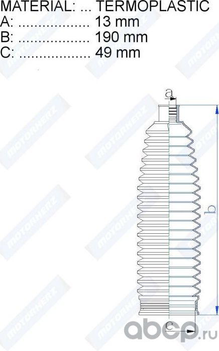 Пыльник рулевой рейки (Motorherz). Артикул RDZ0515MG