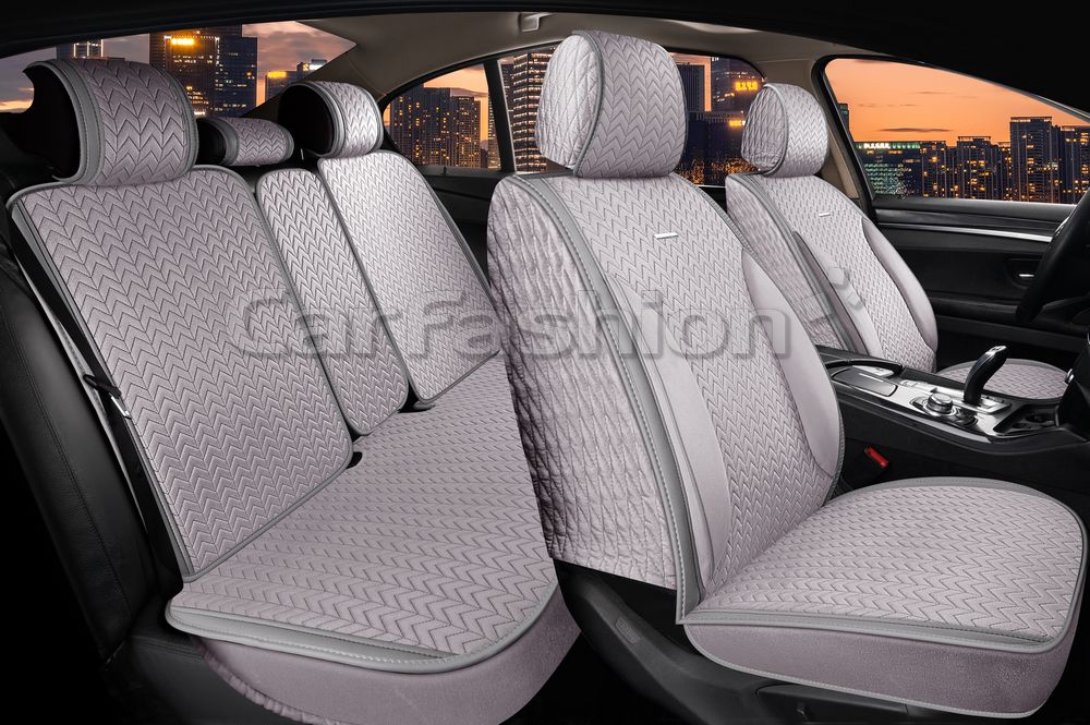 Накидки универсальные CarFashion Shevron Plus для авто, цвет Серый/Серый/Темно-серый/Темно-серый. Артикул 22755