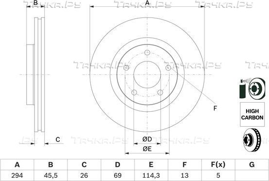 Тормозной диск Bosch передний для Mitsubishi ASX I 2010-2012. Артикул 0 986 479 745