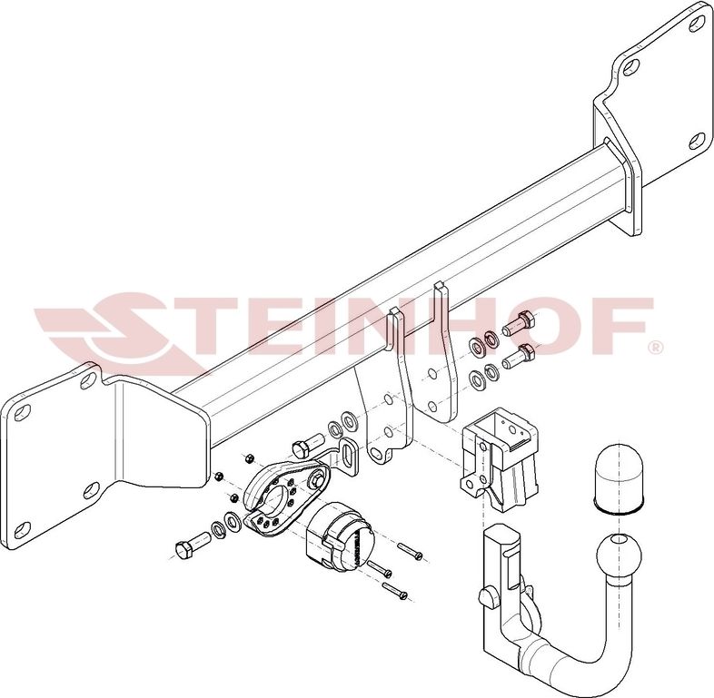 Фаркоп Steinhof для Jaguar XF II (X260) седан 2015-2026. Быстросъемный крюк. Артикул J-011