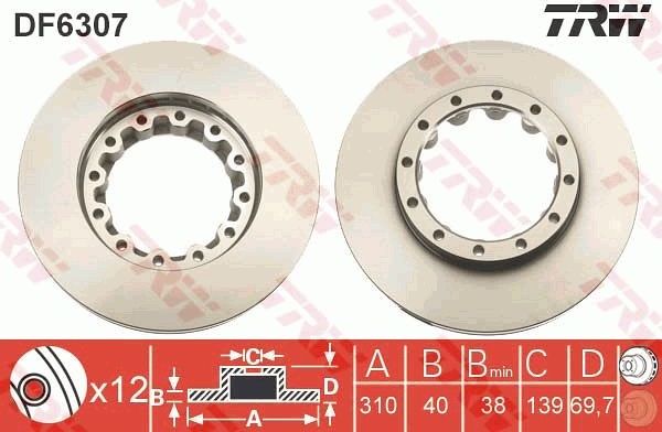 Тормозной диск TRW. Артикул DF6307S