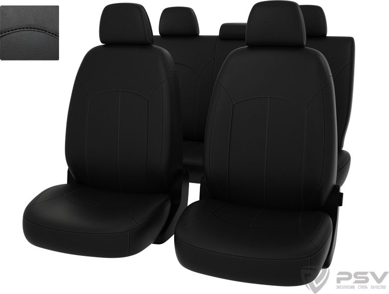 Чехлы PSV Оригинал на сидения для VW Polo V 2009-2026, цвет Черный/отстрочка черная. Артикул 125813