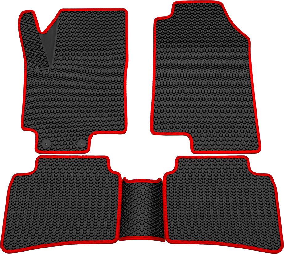 Коврики Rezkon 3D EVA Ромб резиновые для салона Kia Rio IV 2017-2026 Красный кант. Артикул 9221020304