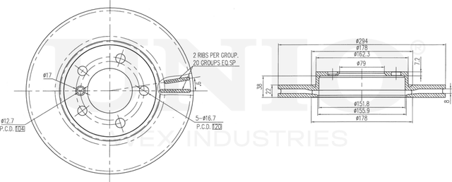 Диск тормозной (Unio). Артикул BRD-20556