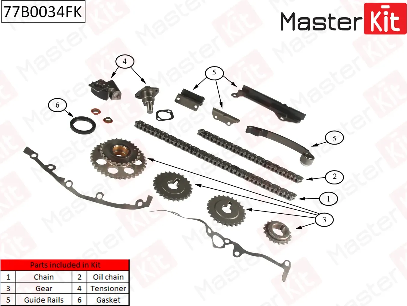 77B0034FK Комплект цепи ГРМ NISSAN Almera 1.6i GA14DE/GA16DE 95-98 (Master KIT) Master KIT. Артикул 77b0034fk