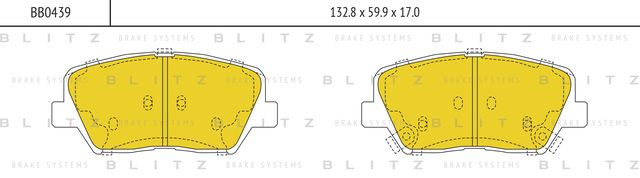 Колодки тормозные HYUNDAI/KIA SOLARIS/ELANTRA/CEED/RIO 12- перед. (Blitz). Артикул BB0439