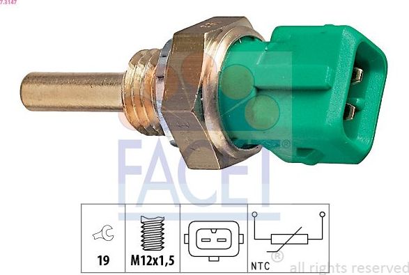 Датчик температуры охлаждающей жидкости Facet Made in Italy - OE Equivalent. Артикул 7.3147
