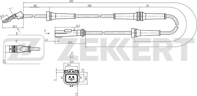Датчик ABS Zekkert задний правый для Renault Kangoo II 2008-2026. Артикул SE-6242
