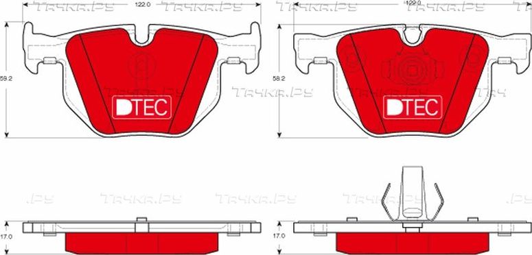 Тормозные колодки TRW DTEC COTEC задние для BMW X5 III (F15) 2013-2018. Артикул GDB1730DTE