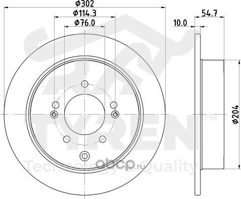 Тормозной диск (Tyren). Артикул TYR1114211