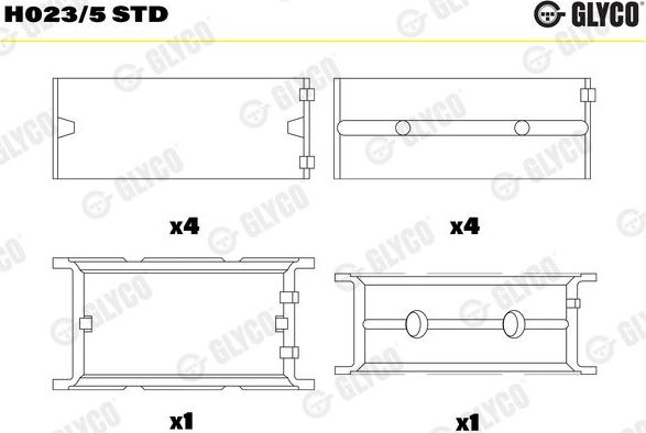 Вкладыши коренные Glyco для BMW 3 V (E90/E91/E92/E93) 2004-2007. Артикул H023/5 STD