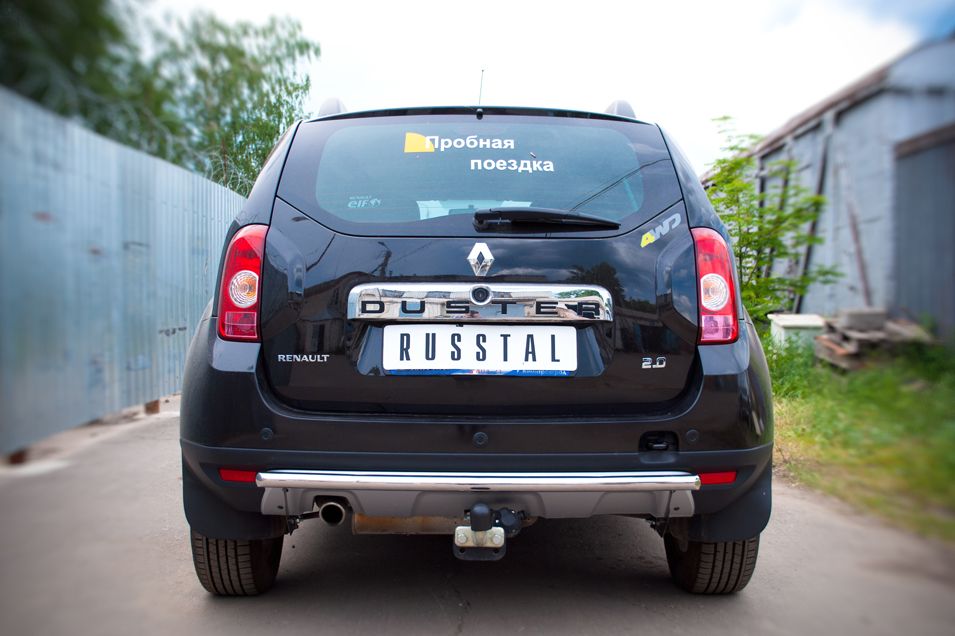 Защита RusStal заднего бампера d42 (дуга) для Renault Duster 4WD I 2010-2020. Артикул RD4Z-000444