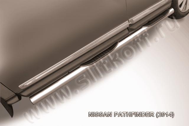 Пороги Slitkoff труба d76 с проступями для Nissan Pathfinder R52 2014-2026. Артикул NIP14-008