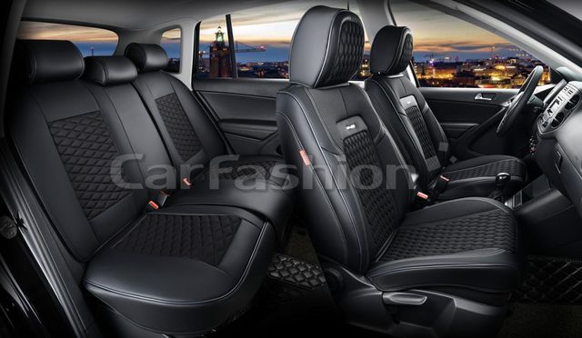 Чехлы универсальные каркасные CarFashion 5D Titan Plus на сидения авто, цвет Черный/Черный/Серый/Серый. Артикул 27238