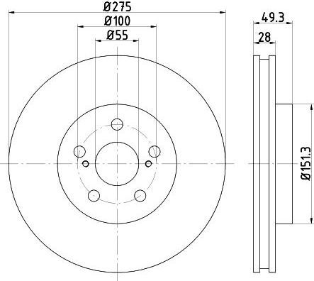 Тормозной диск Nisshinbo передний для Toyota Wish I 2004-2009. Артикул ND1019