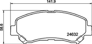 Тормозные колодки Hella NAO передние для Nissan X-Trail T32 2014-2025. Артикул 8DB 355 028-671
