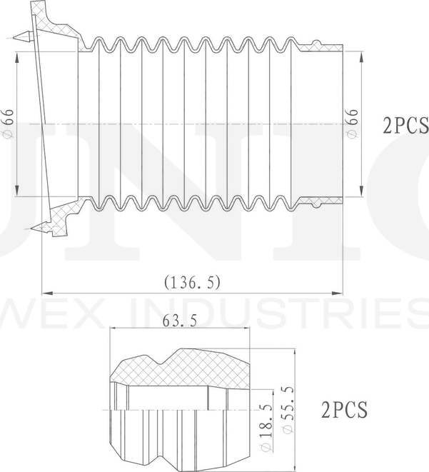 Отбойник и пыльник амортизатора, комплект (Unio). Артикул DUC-50043